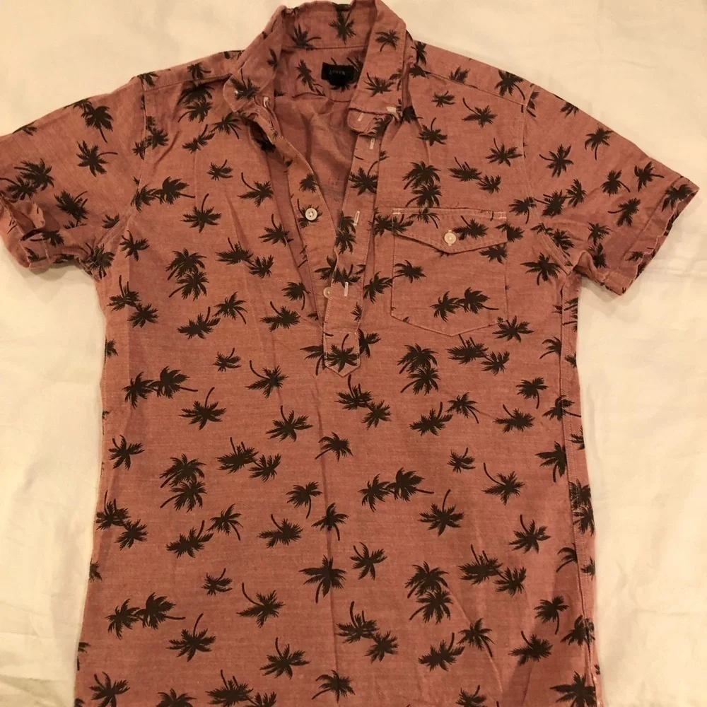 J. Crew Palm Tree Short Sleeve Pullover Shirt